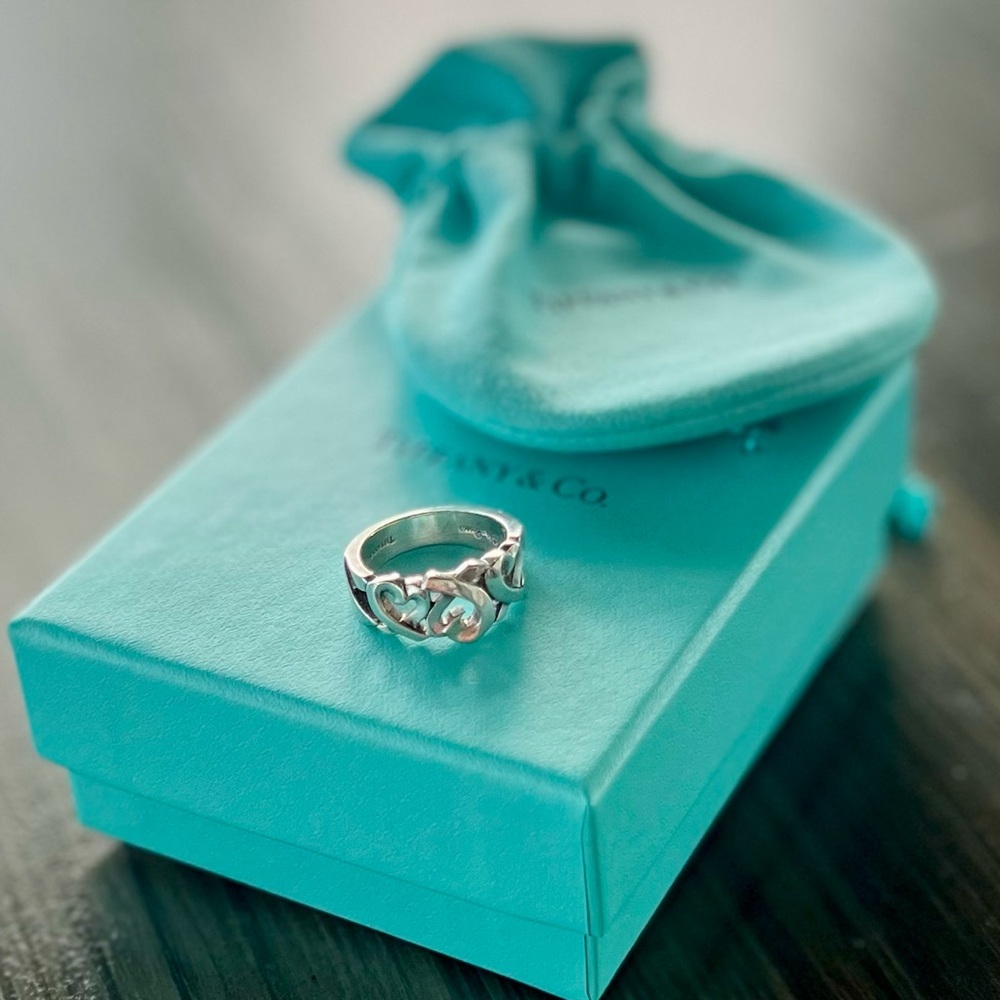 Tiffany & Co. Paloma Picasso Silver Triple Loving Heart Band Ring